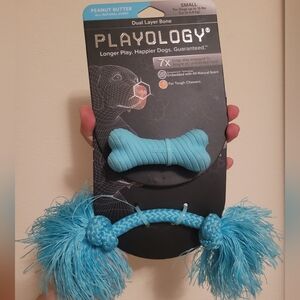 Playology Peanut Butter Small Bone and Small Rope Toy Set